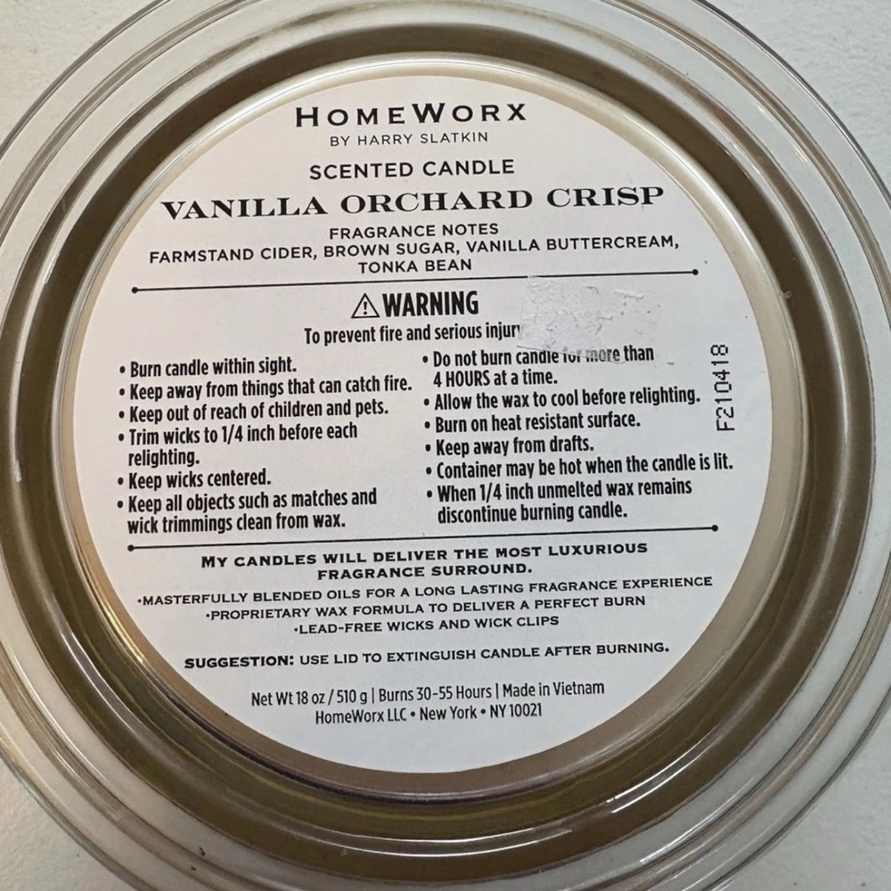 HomeWorx by Slatkin + Co. one 18 oz. Vanilla Orchard Crisp Candle 4 Wick - Picture 3 of 4